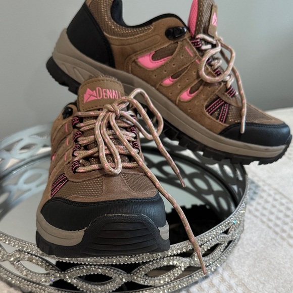 Women's Athletic Shoes - Brown and Pink - Picture 1 of 9